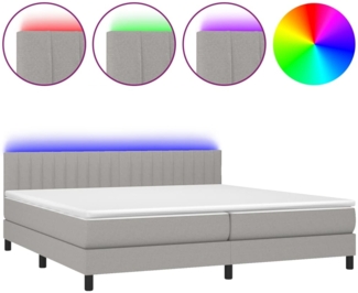 Boxspringbett mit Matratze & LED Stoff Hellgrau 200x200 cm, Härtegrad: H2 [3133341]