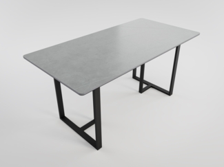 Esszimmertisch MIAS 160x80cm graue Keramikplatte schwarzes massives Tischgestell : Grau