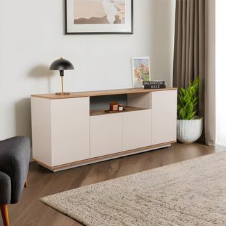 Vente-unique - LOTULA Sideboard Holz, Platte BeigeBeige - B 44,5 cm x H 75 cm x L 180 cm