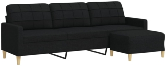 vidaXL 3-Sitzer-Sofa mit Hocker Schwarz 210 cm Stoff 3278253