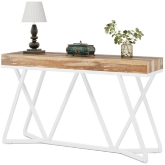 Tribesigns Konsolentisch 140cm Konsolentisch, Holz-Eingangstisch mit einzigartigem Metallsockel