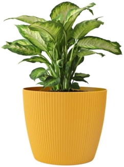 KONZEPT Blumentopf 5,2 l, gerillte Struktur 22 cm, Übertöpfe für Zimmerpflanzen, ideal für Wohnzimmer, Küche und Balkon
