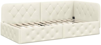 vidaXL Eckbettgestell mit Kopfteil Creme 90x190 cm Samt 42016530