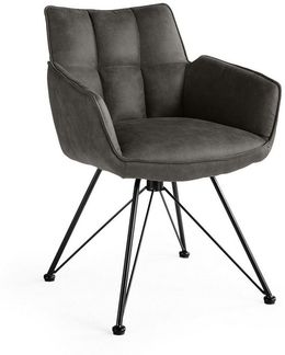 set one by Musterring Schalenstuhl Frisco, Microfaserbezug grau oder taupe, Eisengestelle, Komfortpolsterschale