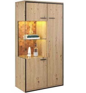 Merax Moderne Vitrine mit LED-Beleuchtung - 150Hx78Bx40Tcm - Glastür, Mehrzweckregale, 15 Farboptionen, Schaukasten