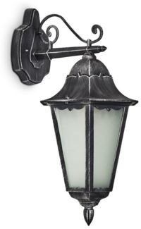 hofstein Außen-Wandleuchte »Ganna« Außenleuchte Frost, Kandelaber in antikem Look, ohne Leuchtmittel, Aluguss Schwarz/Silber Milchglas-Scheiben, verstellbar, E27, IP44