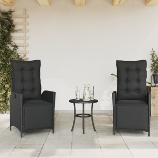 vidaXL Gartensessel mit Fußteil 2 Stk. Verstellbar Schwarz Poly Rattan 365289