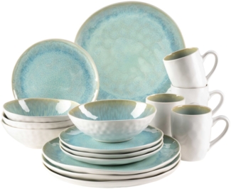 Mäser 931975 Kombiservice Frozen für 4 Personen, Steinzeug, grün (1 Set, 16-teilig)