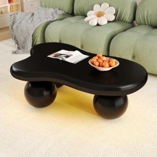 Schwarzer Couchtisch im Wolkenstil mit LED-Beleuchtung,95×62.5×32 cm,Schwarz,modernes Design
