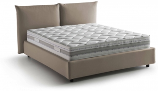 Dmora Arcole Doppelbett, Bettkasten mit Stoffbezug, 100 % Made in Italy, Öffnung vorne, inklusive Matratze 160 x 200 cm, Taupe