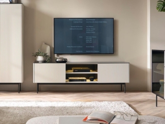 Compleo TV-Schrank mit Metallfüße, TV-Tisch mit gerillte Fronten OMBIS