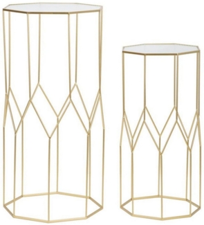 Dmora Wohnzimmertisch George, Niedriger Wohnzimmertisch, Kaffeeregal, Couchtisch für Sofa, Gold, 50x46 h100 cm