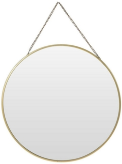 Meinposten Wandspiegel Spiegel rund Wandspiegel Schminkspiegel runder Metall GOLD Ø 30 cm (1-St), Metall in gold mit dekorativer Aufhängekette