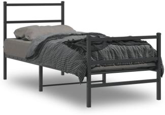 vidaXL Bettgestell mit Kopf- und Fußteil Metall Schwarz 75x190 cm 355373