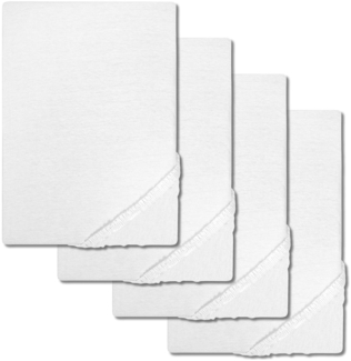 4er-Set Castell Spannbettlaken Microfaser Interlock-Jersey weiß 90 x 190 - 100 x 200 cm
