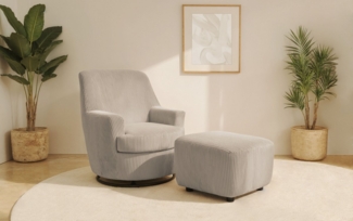 INOSIGN Drehsessel HETTY, Drehsessel mit Wippfunktion und Hocker, Lesesessel, Armsessel (Set, 2-St), mit Dreh/Wippfunktion, mit Federkern, in Cord und Microfaser