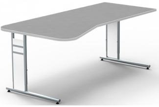 Schreibtisch Freiformtisch Form 4 195x80/100 cm C-Fuß Alusilber Applikationen Typ C grafit