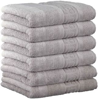 CAWÖ Gästetuch, 6er Pack - C Noblesse, Walkfrottier, Baumwolle Silber 30x50cm