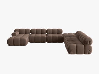 Micadoni Modulares Panorama Ecksofa Bellis 7-Sitzer Rechts Samtstoff Braun