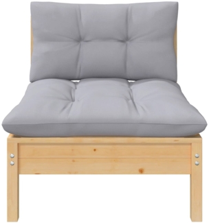 vidaXL Garten-Mittelsofa mit Grauen Kissen Massivholz Kiefer 806633