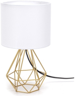 Aigostar Schreibtischlampe Tischlampe mit Weißem Stoff-Schirm und Metallfuß,Sockel E14