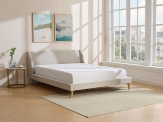 Vente-unique - Bett - Skandinavischer Stil - 160 x 200 cm - Stoff - Beige - BENEDICTE