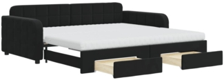vidaXL Tagesbett Ausziehbar mit Schubladen Schwarz 100x200 cm Samt 3197012