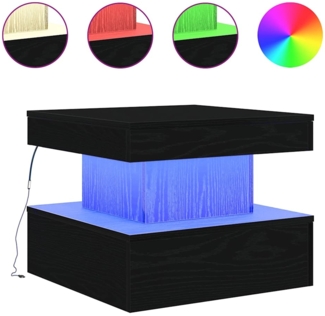 Couchtisch, Sofatisch mit LED-Leuchten Schwarz Eichen-Optik 50x50x40 cm