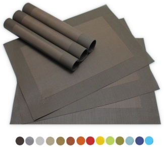 matches21 HOME & HOBBY Platzset Tischsets BORDA 6er Set Braun als Tischuntersetzer, (6-St), Abwaschbare Platzsets als Tischunterlagen für Ess-Tisch Tisch-Deko