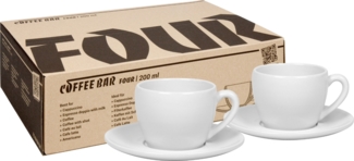 KÖNITZ 2er Set Coffee Bar FOUR Cappuccinotasse mit Untertasse 200 ml im Geschenkkarton