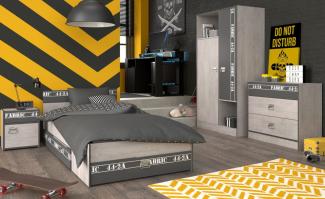 Parisot Kinderzimmer Fabric in Esche grau und schwarz Jugendzimmer Set 5-tlg.