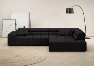 INOSIGN Ecksofa Ancona incl. Kopfteilverstellung, Zierkissen Breite 319cm, L-Form, wahlweise motorische Sitztiefenverstellung, auch in Cord + Easy Care