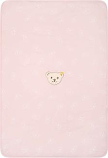 Steiff Baby Decke - Teddymotiv, gefüttert, Jersey, Stretch Baumwolle, 65x95cm Rosa One size