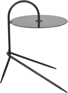 Moderner Beistelltisch "Hank" aus Metall mit Schwarzglasplatte