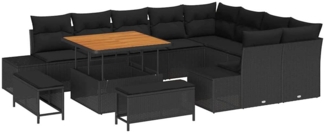 vidaXL Garten-Sofa-Set mit Speicher 12 pcs Schwarz Poly Rattan 3362814