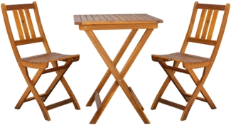 Akazienholz Balkon-Set 3tlg. Bistroset Tisch 80x80cm + 2 Gartenstühle