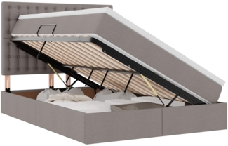 vidaXL Bett mit LED-Lichtleisten mit Kopfteil Taupe 140 x 200 cm Stoff 3372549