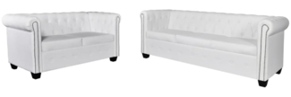 vidaXL Chesterfield-Sofas 2-Sitzer und 3-Sitzer Kunstleder Weiß 272250