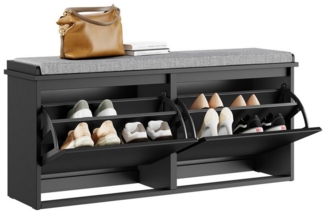 SoBuy Schuhbank FSR98-XL, Schuhregal mit Stauraum, Schuhbank mit Sitzfläche, für Flur, Schuhschrank mit 2 Klappen Schuhkipper Sitzbank Schuhkommode
