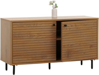 Garderobenkommode HWC-N78, Kommode Schrank, skandinavischer Stil Metall Holz Melamin MVG 53x94x35cm ~ natur