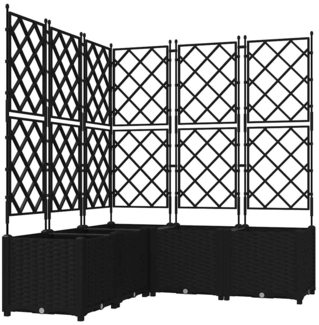 vidaXL Pflanzkasten mit Rankgitter 5 Stk. Schwarz 120x120x143 cm 42002843