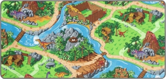 Primaflor-Ideen in Textil Kinderteppich DINO, Made in Belgium, rechteckig, Höhe: 6,5 mm, Straßen-Spiel-Teppich, Motiv Dinosaurier, Kinderzimmer