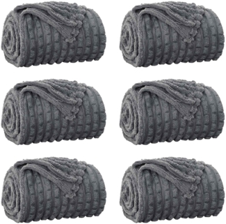 vidaXL Wohndecken 6 Stück Dunkelgrau 240x220 cm Fleece 42016951