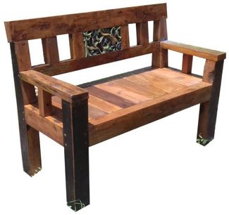Gartenbank MIKKO 2-Sitzer - 120cm Breit, Teak, Dunkelbraun | Terrassenbank Wetterfest Sitzbank Outdoor Bank