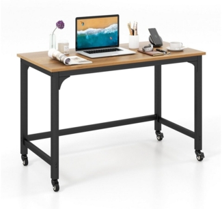 COSTWAY Schreibtisch, mit verdickter 120cm Tischplatte & Rollen, bis 95kg