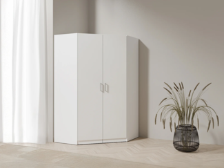 Vente-unique - Eckkleiderschrank mit 2 Türen - 117 cm - Weiß - BELOMY