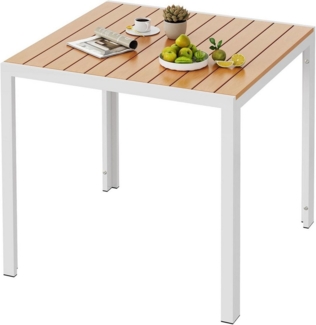 TLGREEN Gartentisch Wetterfest,Balkontisch Aluminium mit WPC Tischplatte, (Outdoor Esstisch für Balkon und Terrasse, Leichtgewicht), Stabiler Quadratisch Terrassentisch