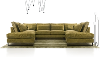 AX LIVING Olivegrün Ecksofa grün Castellio Wohnlandschaft U Form XXL