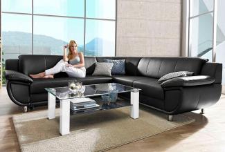 TRENDMANUFAKTUR Ecksofa Rondo wahlweise mit Schlaffunktion, 267x247 cm (BxT), breite Armlehnen, L-Form, wahlweise mit Federkern bestellbar, Füße chromfarben