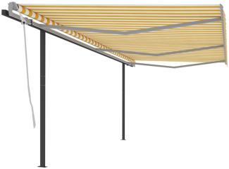 vidaXL Markise Manuell Einziehbar mit Pfosten 6x3 m Gelb und Weiß 3070198